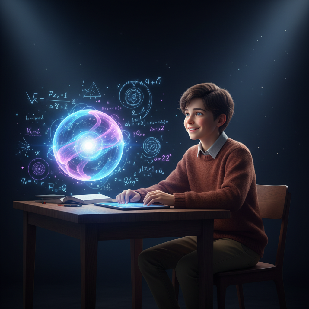 A student learning with a personal AI tutor